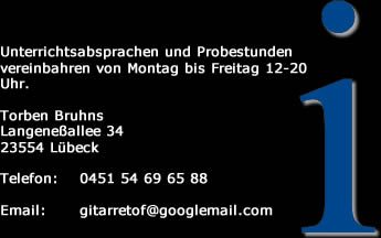 Kontakt Informationen für EGitarrenunterricht in Lübeck