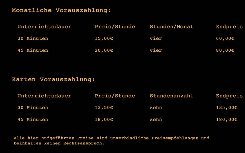 Unverbindliche Preise für E Gitarrenunterricht in Lübeck